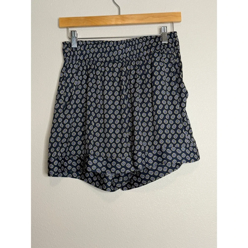 Something Navy 2 Piece Set Medallion Print Blouse and Shorts Navy Blue M